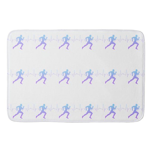 Man Running Silhouette Gradient & Heartbeat Line Bath Mat (Front)