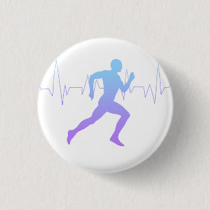 Man Running Silhouette Gradient & Heartbeat Line Button