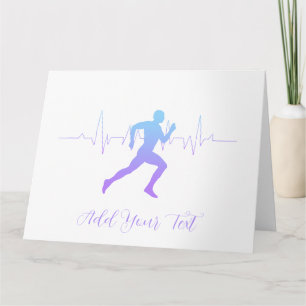 Man Running Silhouette Gradient & Heartbeat Line Card