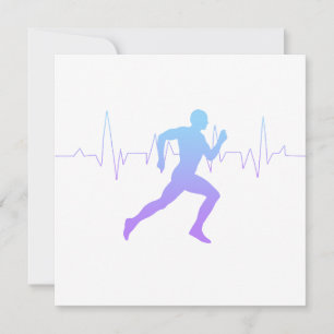 Man Running Silhouette Gradient & Heartbeat Line Card