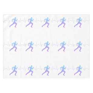 Man Running Silhouette Gradient & Heartbeat Line Tablecloth