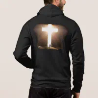 Man Running To Glowing Christian Cross of Jesus Hoodie | Zazzle
