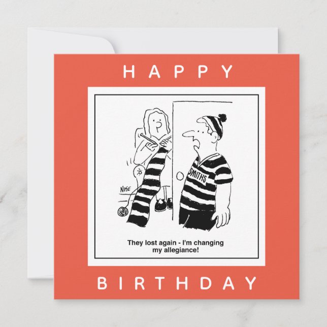 Man Says Team Lost So Changing  Allegiance Cartoon Card (Front)