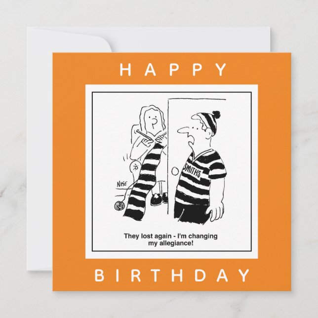 Man Says Team Lost So Changing  Allegiance Cartoon Card (Front)