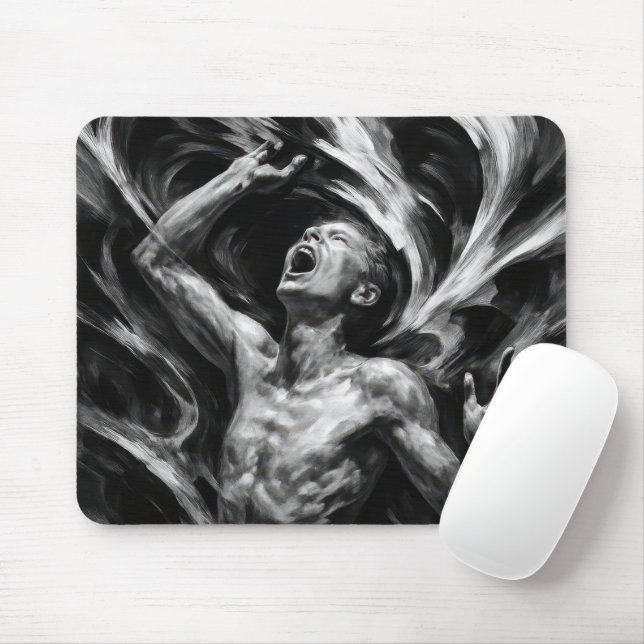 Man Screaming In Anguish Mouse Pad (With Mouse)