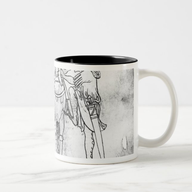 Man seated, Knight mounting his horse Two-Tone Coffee Mug (Right)