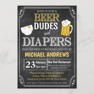 Dudes and diapers store invitations