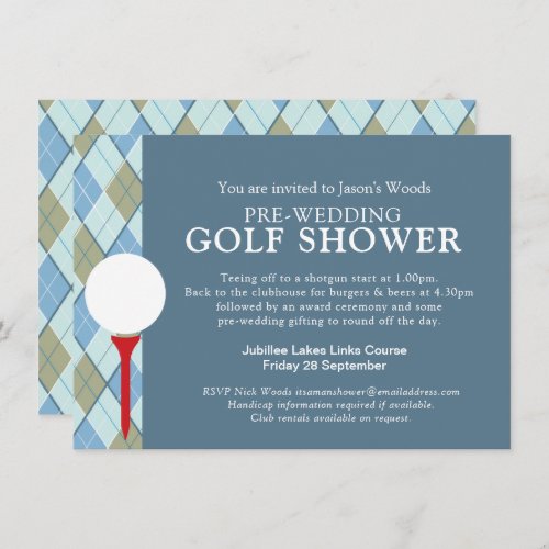 Man shower Golf day pre_wedding event Invitation