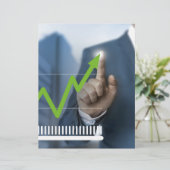 Man showing stock price touchscreen concept (Standing Front)