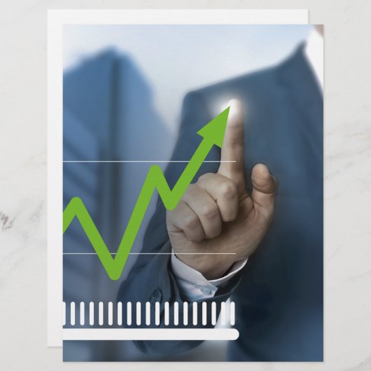 Man showing stock price touchscreen concept (Front/Back)