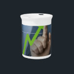 Man showing stock price touchscreen concept beverage pitcher<br><div class="desc">Man showing stock price touchscreen concept</div>