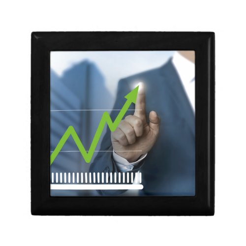 Man showing stock price touchscreen concept jewelry box
