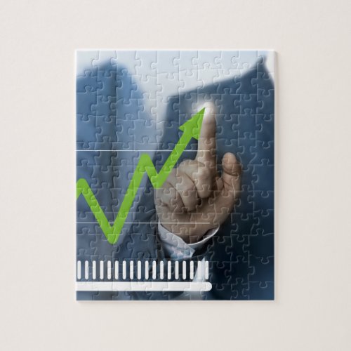 Man showing stock price touchscreen concept jigsaw puzzle