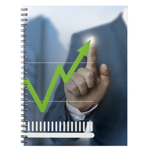 Man showing stock price touchscreen concept notebook