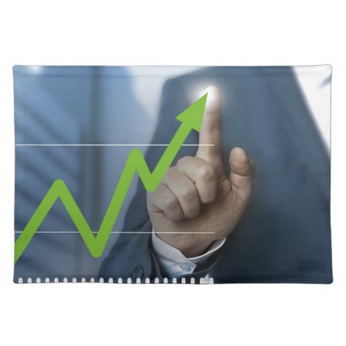 Man showing stock price touchscreen concept placemat
