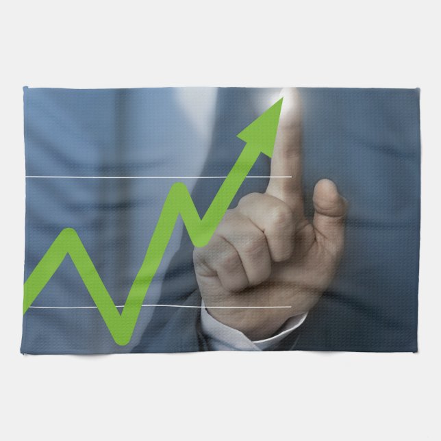 Man showing stock price touchscreen concept towel (Horizontal)