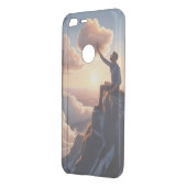 man sitting on mountains touching cloud back cover (Back/Left)