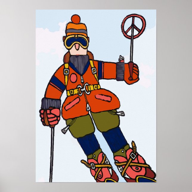 Man Skiing in Snow Poster (Front)