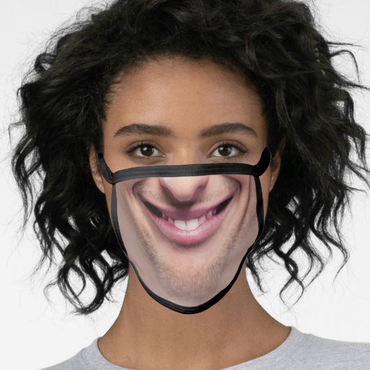 Man Smile Teeth Cute & Funny Cute & Funny Mouth Face Mask (Worn Her)
