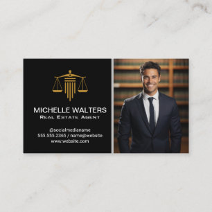 Man Smiling in Business Suit   Lawyer Business Card