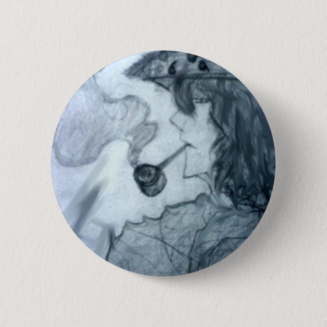 man smoking pipe manga anime pinback button (Front)