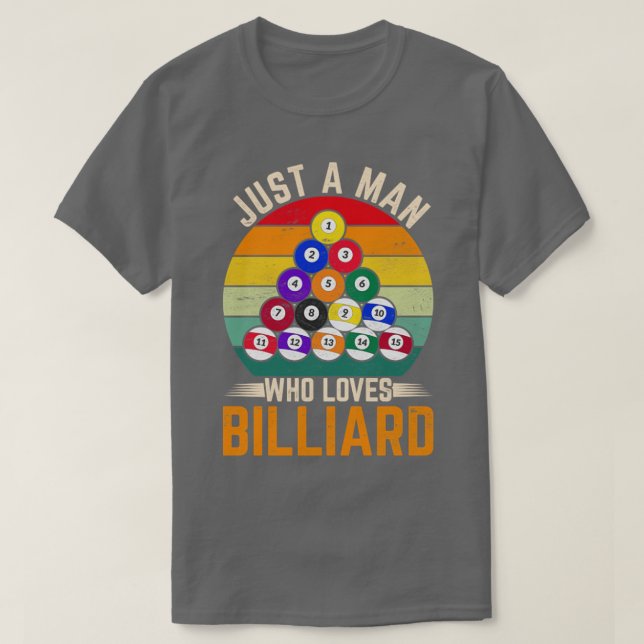 Man Snooker Player Hobby Pool Billiard T-Shirt (Design Front)