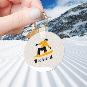 Man Snowboarding Custom Name Extreme Winter Sport  Keychain