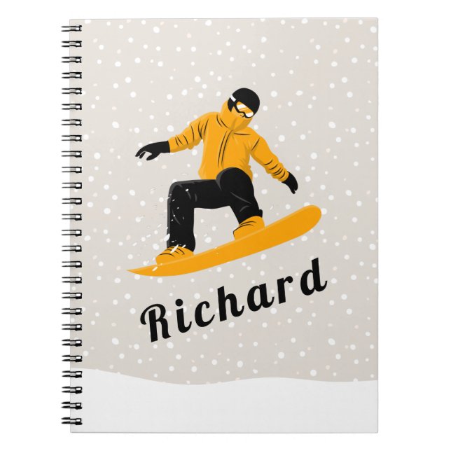 Man Snowboarding Custom Name Extreme Winter Sport  Notebook (Front)