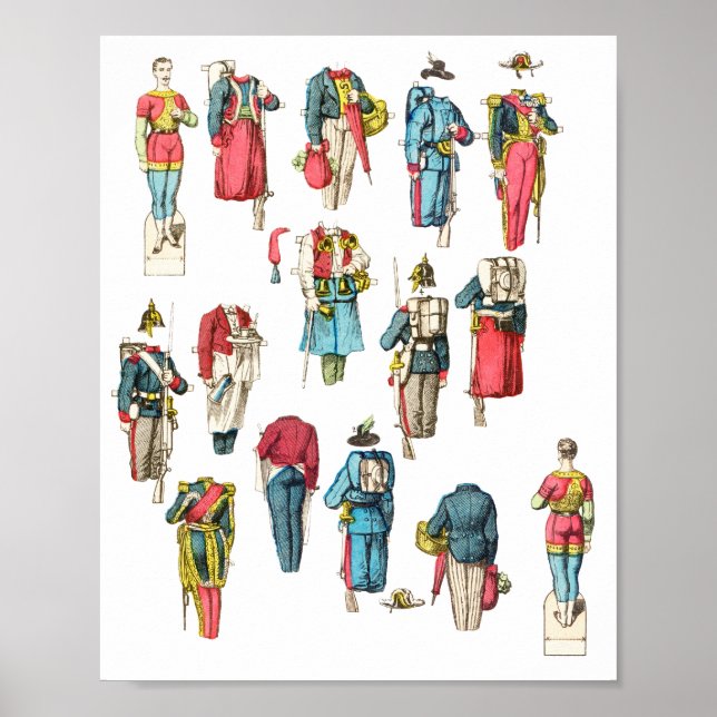 man soldier miniature paper doll set poster (Front)