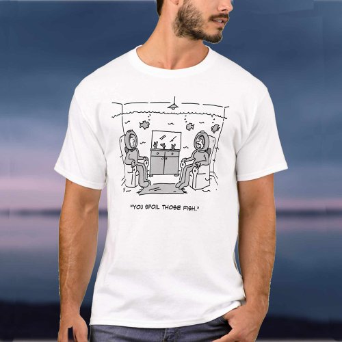 Man Spoils His Tropical Fish _ Funny Cartoon on a T_Shirt