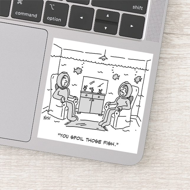 Man Spoils His Tropical Fish Sticker (Detail)