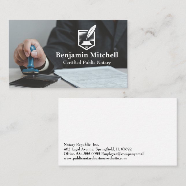 Man Stamping Approval for Business Documents Business Card (Front/Back)