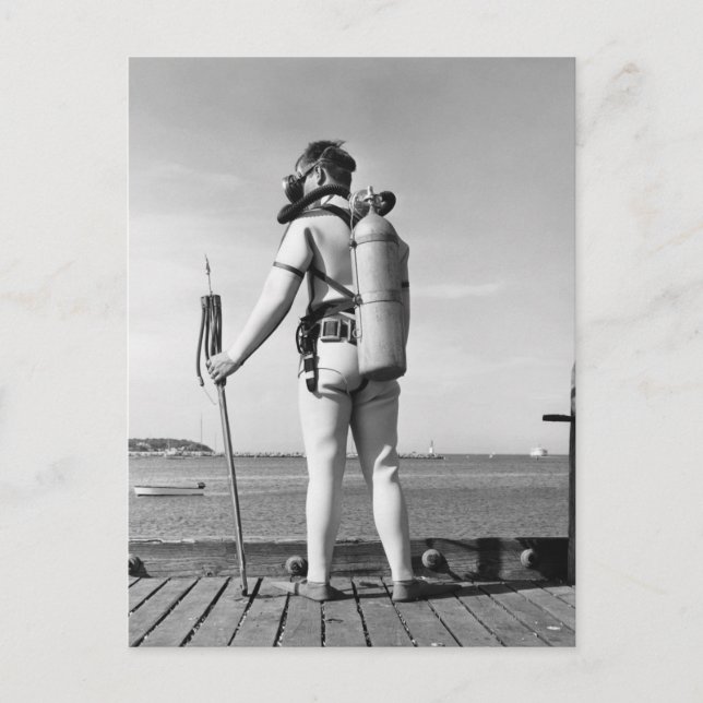 Man Standing on Pier Postcard (Front)