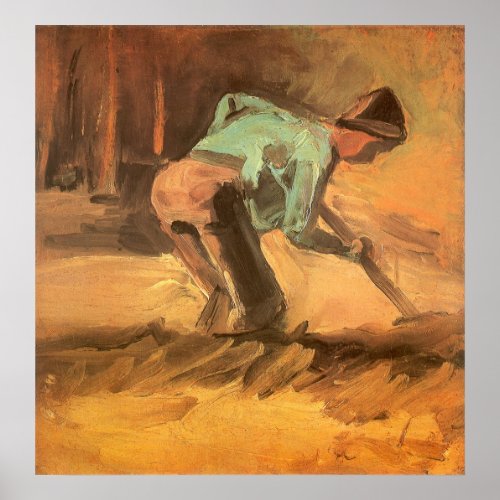 Man Stooping with Stick or Spade Vincent van Gogh Poster
