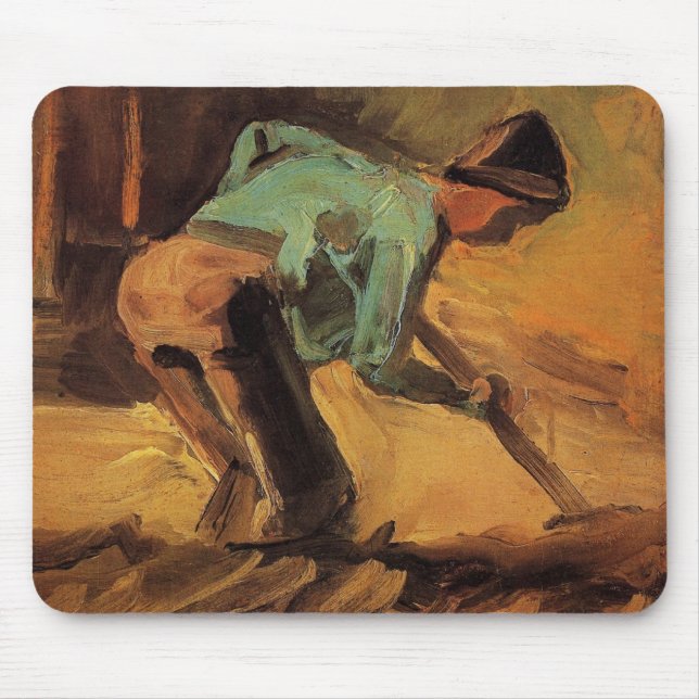 Man Stooping with Stick, Spade by Vincent van Gogh Mouse Pad (Front)