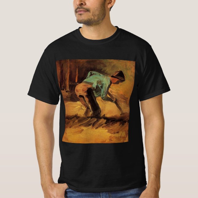 Man Stooping with Stick, Spade by Vincent van Gogh T-Shirt (Front)