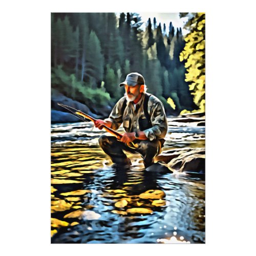  Man Stream Nature  AP49 Fishing Art Photo Print