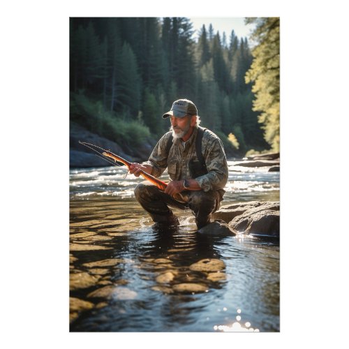  Man Stream Nature  AP49 Fishing Photo Print