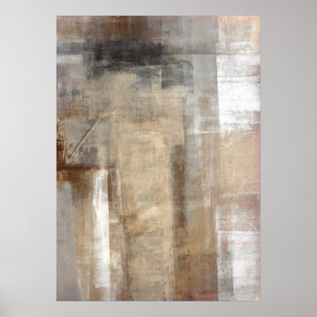 'Man Style' Brown and Beige Abstract Art Poster (Front)
