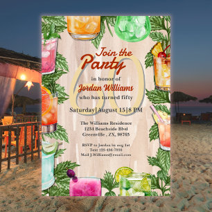 Man Summer Backyard Cocktail 60th Birthday Party Invitation