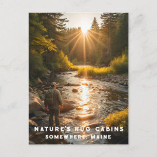*~* Man Sun Fishing Stream Maine Peace AP49 Postcard