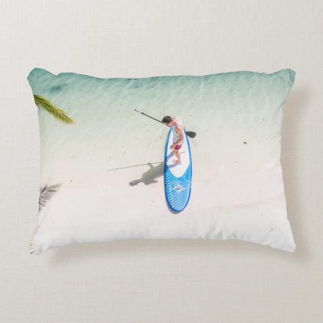 Man surfing on beach accent pillow (Front)