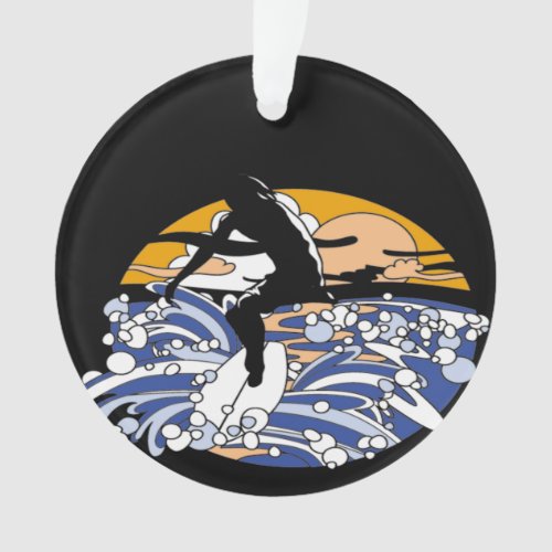 man surfing  sea ornament