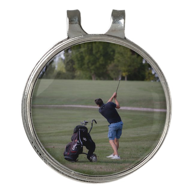 Man swinging a Golf club Best Golf Hat Clip (Front)