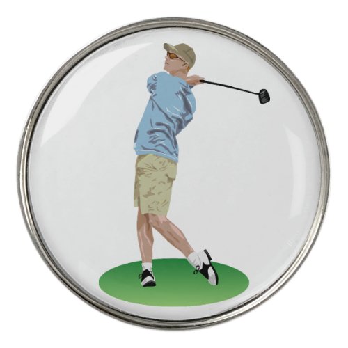 Man swinging a Golf field Best Golf Ball Marker