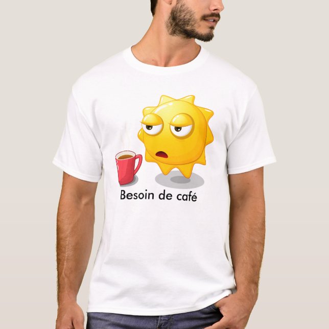 Man T-shirt in need of coffee (Front)