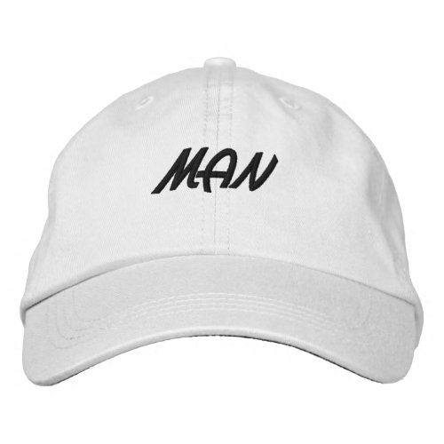 MAN Text White Color Handsome Boys Mens Embroidered Baseball Cap