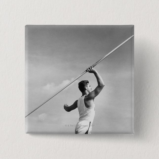 Man Throwing Javelin Button (Front)
