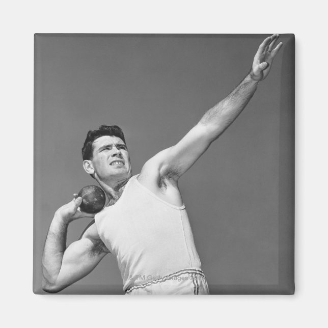 Man Throwing Shotput Magnet (Front)