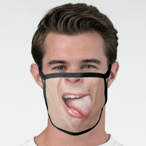 Man Tongue Out Cute  Funny Expression Male Mouth Face Mask